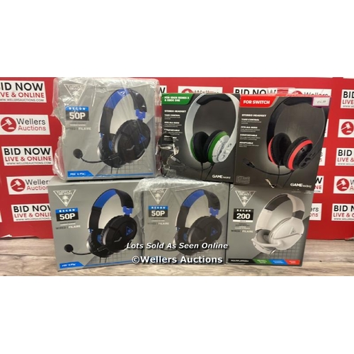 9608 - X6 GAMING HEADSETS INC. TURTLE BEACH RECON 50P, RECON 200 GEND 2, AND GAMEWARE / ALL UNCHECKED / T59