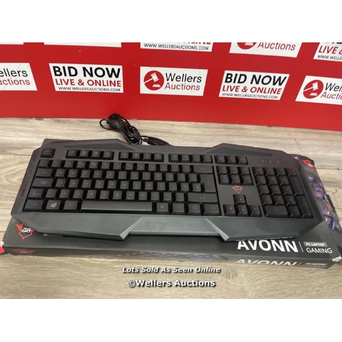 9616 - TRUST AVONNI GAMING KEYBOARD / UNTESTED / MINIMAL SIGNS OF USE / T59