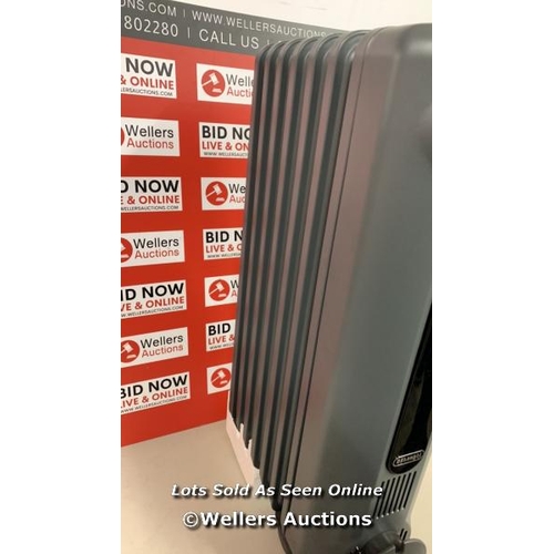 2059 - DE'LONGHI RADIA S OIL FILLED 1.5KW GREY RADIATOR TRRS0715E.G / POWERS UP, NOT FULLY TESTED, SIGNS OF... 