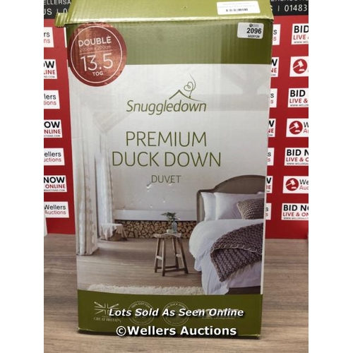 2096 - SNUGGLEDOWN DUCK DOWN 13.5 TOG DUVET, DOUBLE, MINIMAL SIGNS OF USE / A17