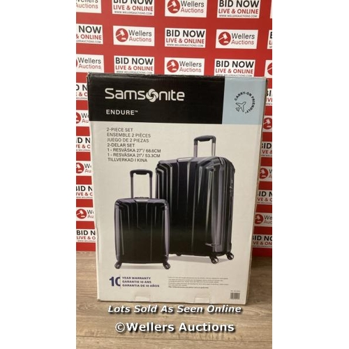 2100 - SAMSONITE ENDURE 2PC. HARDSIDE LUGGAGE SET, SIGNS OF USE, COMBINATION IS LOCKED AND ZIP IS FINE / P6