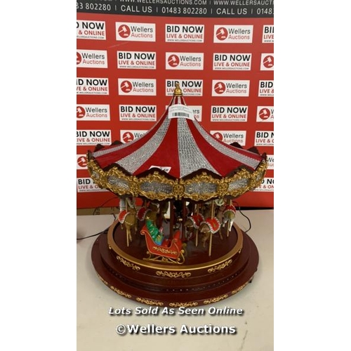 2146 - 17 INCH (43.1CM) MARQUEE DELUXE CHRISTMAS CAROUSEL WITH 240 LED LIGHTS AND SOUNDS (2023) / POWERS UP... 