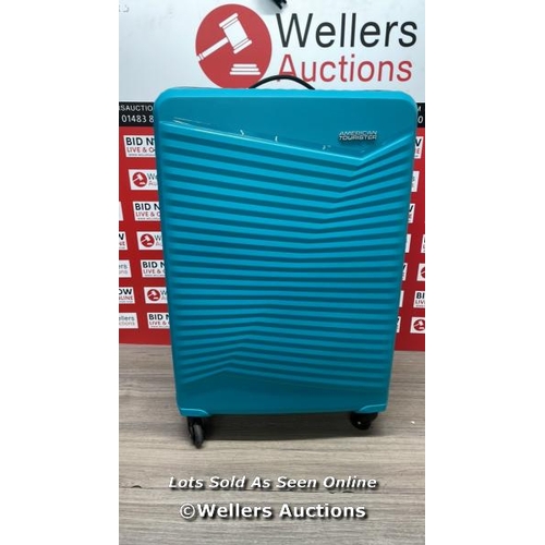 2236 - AMERICAN TOURISTER JETDRIVER LARGE 4 WHEEL SPINNER CASE / SIGNS OF USE, BROKEN ZIPPER  / A35