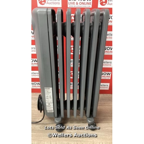 2327 - DE'LONGHI RADIA S OIL FILLED 1.5KW GREY RADIATOR TRRS0715E.G / POWERS UP MINIMAL SIGNS OF USE / E40