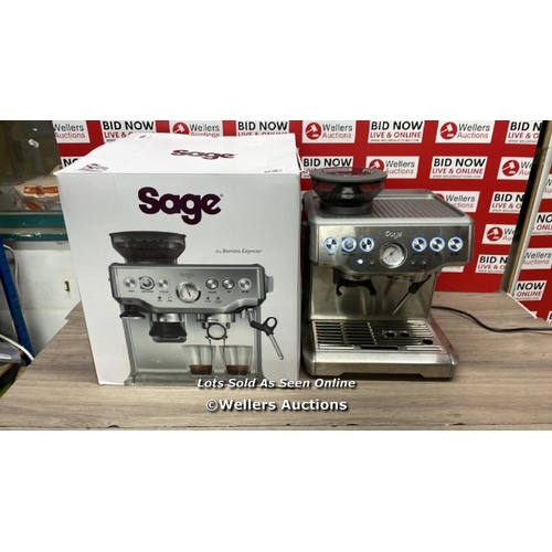 2364 - SAGE BARISTA EXPRESS BES875BSS PUMP COFFEE MACHINE / POWERS UP, SIGNS OF USE / E27