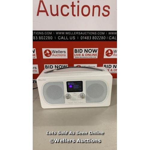 3065 - PURE EVOKE H6 DAB/DAB+/FM STEREO BLUETOOTH RADIO, PRESTIGE EDITION, WHITE / POWERS UP, MINIMAL SIGNS... 