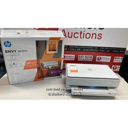 3075 - HP ENVY 6030E ALL-IN-ONE WIRELESS PRINTER, HP+ ENABLED & HP INSTANT INK COMPATIB / POWERS UP/ SIGNS ... 