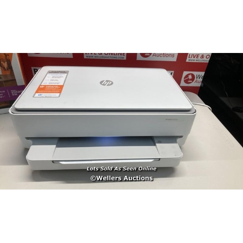 3075 - HP ENVY 6030E ALL-IN-ONE WIRELESS PRINTER, HP+ ENABLED & HP INSTANT INK COMPATIB / POWERS UP/ SIGNS ... 