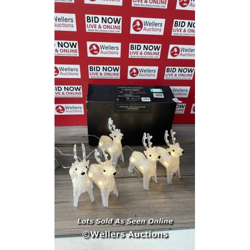 3152 - JOHN LEWIS 5X MINI LED REINDEER, WHITE / ONE BROKE/ ALL OTHERS FINE  / G44