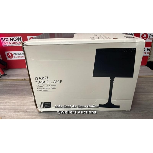 3163 - JOHN LEWIS ISABEL TOUCH TABLE LAMP, BRASS / UNTESTED/ SIGNS OF USE  / G45