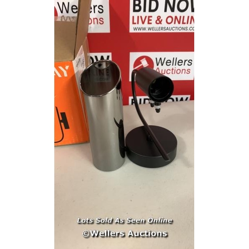 3183 - JOHN LEWIS 1 ARM WALL LIGHT, BLACK / UNTESTED / MINIMAL SIGNS OF USE  / H7