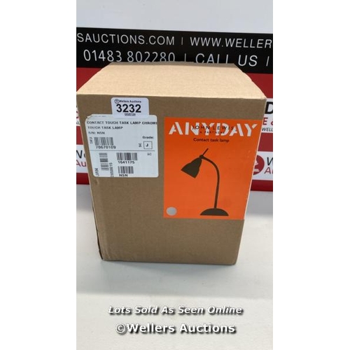 3232 - JOHN LEWIS ANYDAY CONTACT TOUCH DESK LAMP, CHROME / UNTESTED / MINIMAL SIGNS OF USE  / H2