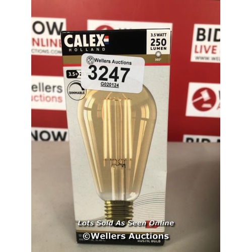 3247 - CALEX 3.5W ES LED DIMMABLE ST64 BULB, GOLD / UNTESTED / MINIMAL SIGNS OF USE  / H3