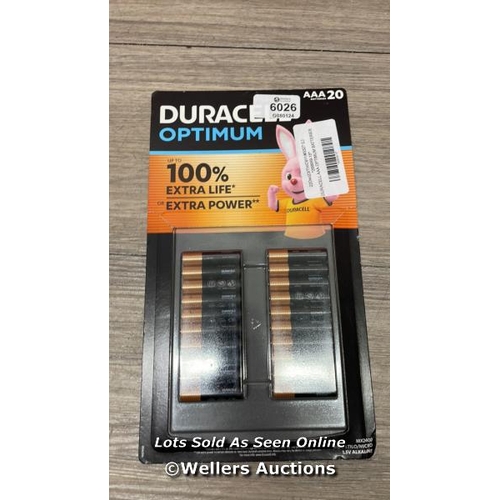 6026 - DURACELL AAA OPTIMUM BATTERIES / APPEARS NEW   / B5