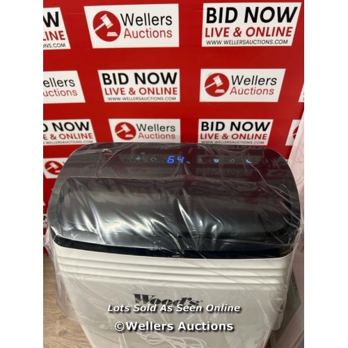 6036 - WOODS MDK26 25L DEHUMIDIFIER / POWERS UP / APPEARS NEW OPEN BOX / P9