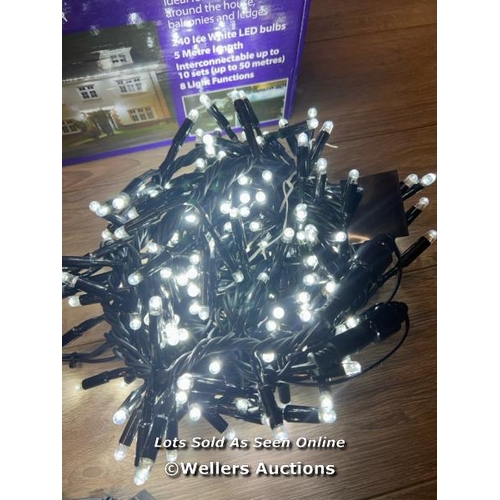 6051 - 5M WHITE LED CLUSTER LIGHTS / POWERS UP / APPEARS NEW OPEN BOX / B7