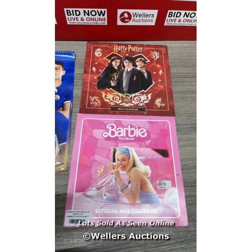 6070 - 3X 2024 CALENDARS INCL. BARBIE, HARRY POTTER AND CHELSEA / NEW, WITHOUT PACKAGING / B10