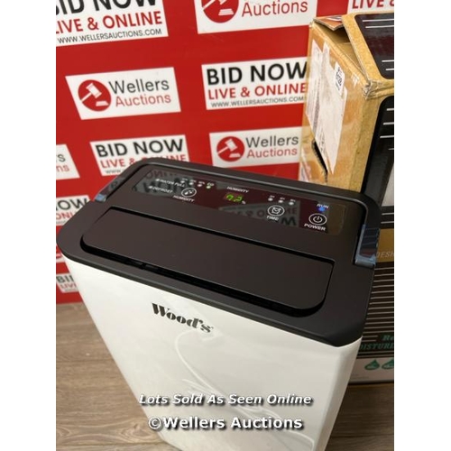 6128 - WOOD'S 10L DEHUMIDIFIER MDK11, FOR ROOMS 50M� (538 FT�) / POWERS UP / APPEARS NEW OPEN BOX / A25