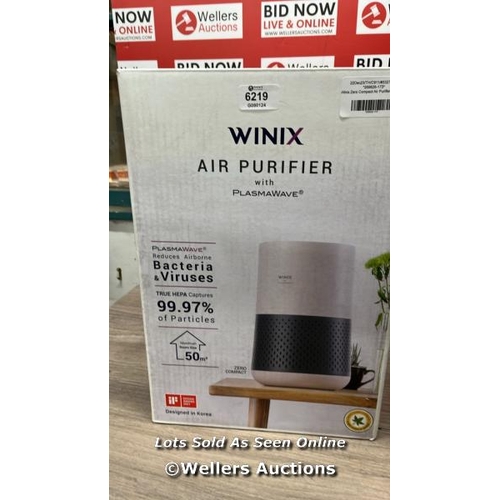 6219 - WINIX ZERO COMPACT AIR PURIFIER 1022-0226-07, 50M� / MINIMAL, IF ANY SIGNS OF USE / POWERS UP AND AP... 