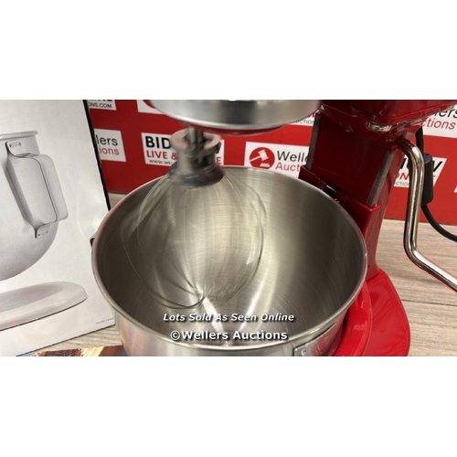 6225 - KITCHENAID 4.8L RED HEAVY DUTY STAND MIXER (5KPM5BER) / APPEARS NEW / POWERS UP & APPEARS FUNCTIONAL... 