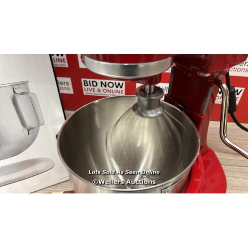 6225 - KITCHENAID 4.8L RED HEAVY DUTY STAND MIXER (5KPM5BER) / APPEARS NEW / POWERS UP & APPEARS FUNCTIONAL... 