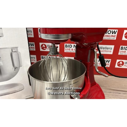 6225 - KITCHENAID 4.8L RED HEAVY DUTY STAND MIXER (5KPM5BER) / APPEARS NEW / POWERS UP & APPEARS FUNCTIONAL... 