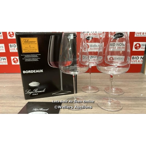 6244 - 4X LUIGI BORMIOLI TALISMANO CRYSTAL BORDEAUX GLASSES / NEW / E18