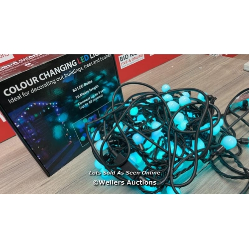 6249 - COLOUR CHANGE LED LIGHTS / POWERS UP &  LIGHTS UP / DAMAGE TO THE CABLE - SEE IMAGES / E17