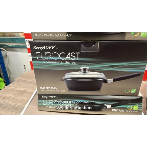 6268 - BERGHOFF EUROCAST SIGNATURE PAN SET / X2 ARE NEW, ALL OTHERS APPEAR TO SHOW MINIMAL SIGNS OF USE / C... 