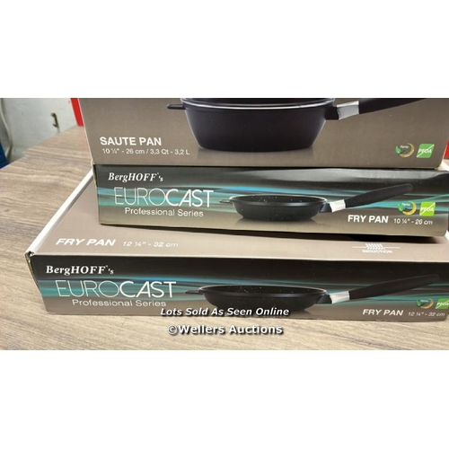 6268 - BERGHOFF EUROCAST SIGNATURE PAN SET / X2 ARE NEW, ALL OTHERS APPEAR TO SHOW MINIMAL SIGNS OF USE / C... 