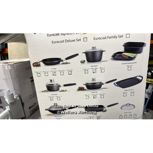 6268 - BERGHOFF EUROCAST SIGNATURE PAN SET / X2 ARE NEW, ALL OTHERS APPEAR TO SHOW MINIMAL SIGNS OF USE / C... 