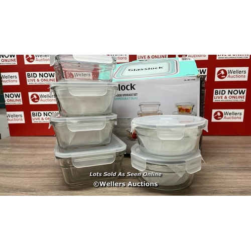 6275 - GLASSLOCK GLASS FOOD STORAGE CONTAINER SET / APPEARS NEW, OPEN/DAMAGED BOX / E59