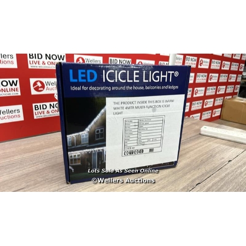 6321 - 4M LED WARM WHITE ICICLE / CUSTOMER CHANGE OF MIND RETURN / UNTESTED / E64