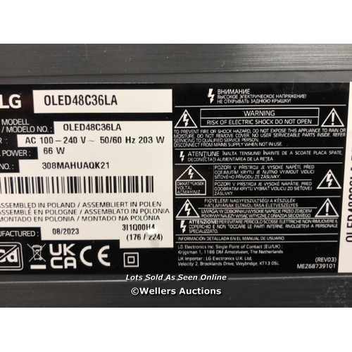 6354 - LG OLED48C36LA 48 INCH OLED 4K ULTRA HD SMART TV / POWERS UP / POTENTIAL SOFTWARE FAULT (VOICE ASSIS... 