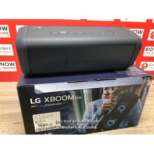 6360 - LG PN7 PORTABLE WIRELESS SPEAKER / POWERS UP / CONNECTS TO BLUETOOTH AND PLAYS MUSIC / WITH CHARGER ... 