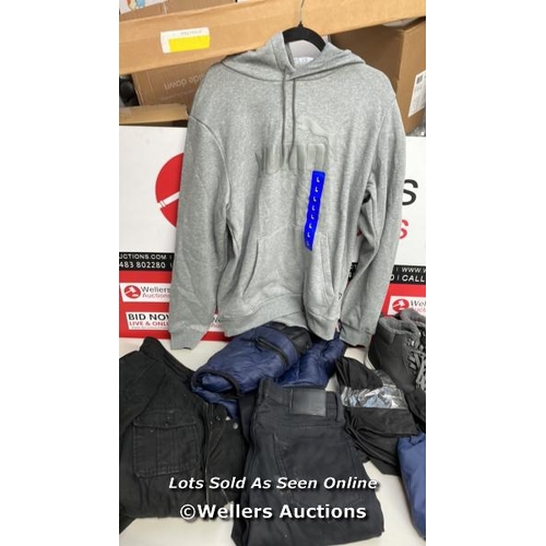 7015 - PRE-OWNED, AS FOUND AND DAMAGED CLOTHING, SOME IS NEW INCL. PUMA & LEVIS / MIXED SIZES / S4