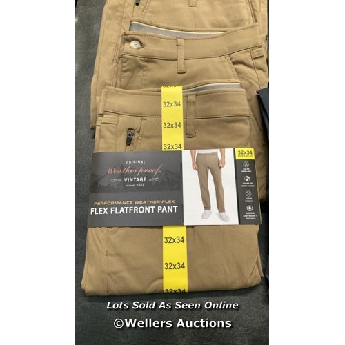 7018 - X10 PAIRS OF GENTS NEW WEATHERPROOF PERFORMANCE FLEX TROUSERS / MOSTLY: 32X34 / S4