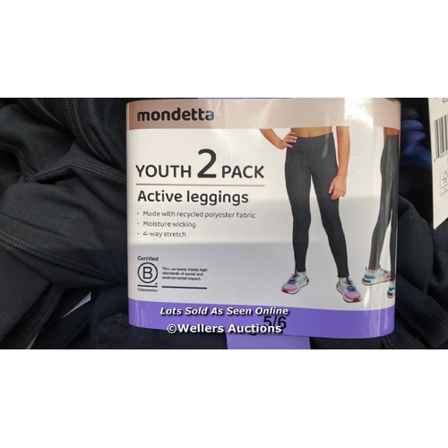 7037 - X22 PAIRS OF CHILDRENS NEW MONDETTA YOUTH LEGGINGS / MOSTLY 9-10 YRS / S8