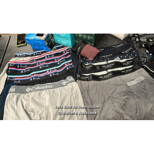 7059 - 51X X15 GENTS NEW UNDER WEAR INCL.  PRINGLE, X7 TED BAKER, X12 PENGUIN, X5 COLUMBIA, X12 KIRKLAND SI... 