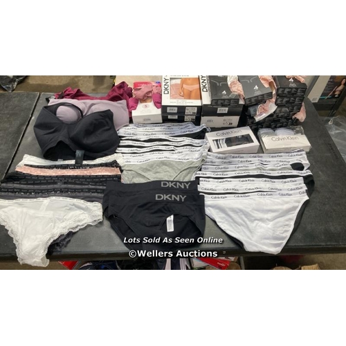 7060 - X32 ELLE BRIEFS, X19 CALVIN KLEIN BRIEFS, X5 DKNY BRIEFS, X4 DKNY BRAS PLUS SOME EXTRAS / MIXED SIZE... 