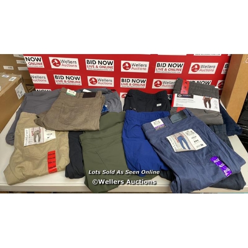 7071 - 12X PAIRS OF GENTS NEW TROUSERS INCL. BERGHAUSE, ENGLISH LAUNDRY, KIRKLAND AND MORE / MIXED SIZES / ... 