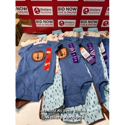 7077 - 9X CHILDRENS NEW PEKKLE 4PC. CLOTHING SETS / 9 & 24M / S17