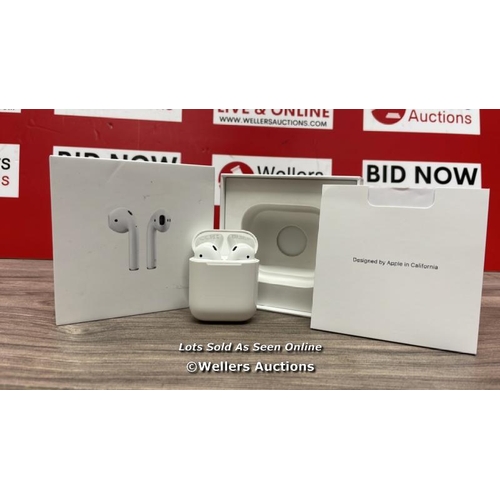 8002 - APPLE AIRPODS / 2ND GEN / WITH CHARGING CASE / MV7N2ZMA / POWERS UP / DOESN'T CONNECT TO BLUEOOTH / ... 