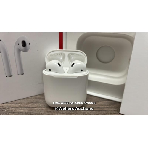 8002 - APPLE AIRPODS / 2ND GEN / WITH CHARGING CASE / MV7N2ZMA / POWERS UP / DOESN'T CONNECT TO BLUEOOTH / ... 