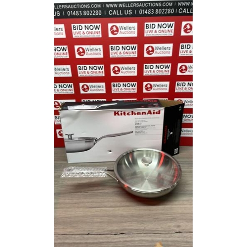 38 - KITCHENAID SS WOK WITH LID 28CM / APPEARS NEW OPEN BOX / A43