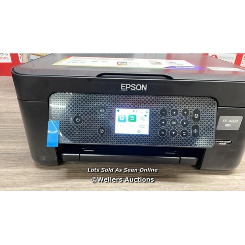 8142 - EPSON XP4200 PRINTER / POWERS UP / MINIMAL SIGNS OF USE / F6