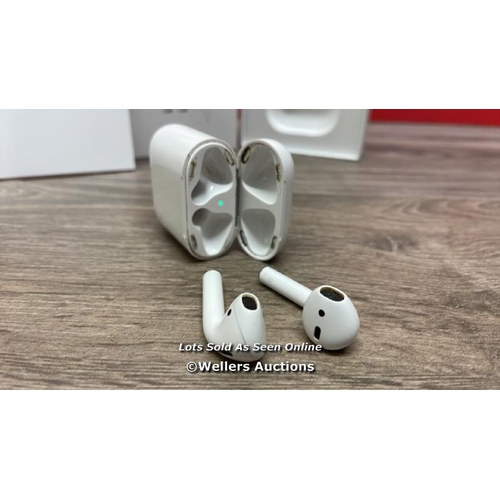 8442 - APPLE AIRPODS / 2ND GEN / WITH CHARGING CASE / MV7N2ZMA / POWERS UP / CONNECTS TO BLUETOOTH AND PLAY... 