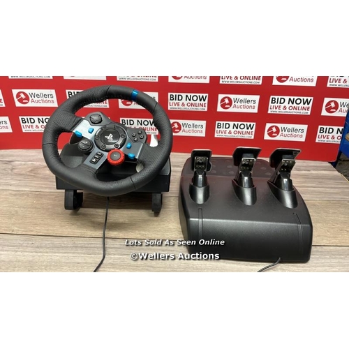 8029 - LOGITECH G290 DRIVING FORCE GAMING STEERING WHEEL & PEDALS COMPATIBLE WITH PS4 & PS5 / MINIMAL SIGNS... 