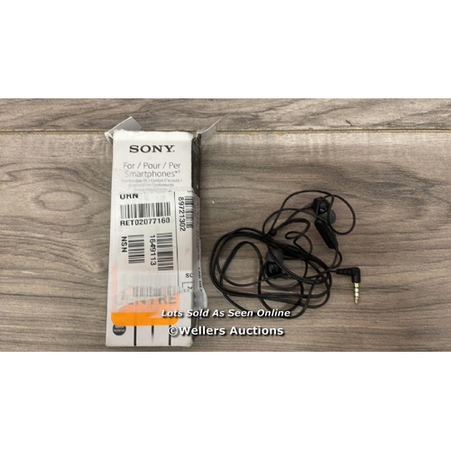 8070 - SONY MDR-EX15AP IN-EAR HEADPHONES WITH MIC/REMOTE, BLACK / MINIMAL SIGNS OF USE / UNTESTED / T58