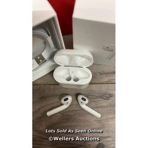 8448 - APPLE AIRPODS A2031 WITH CHARGING CASE / APPEARS NEW, OPEN BOX / SERIAL NUMBER: H0QLD66HLX27 / LIMIT... 